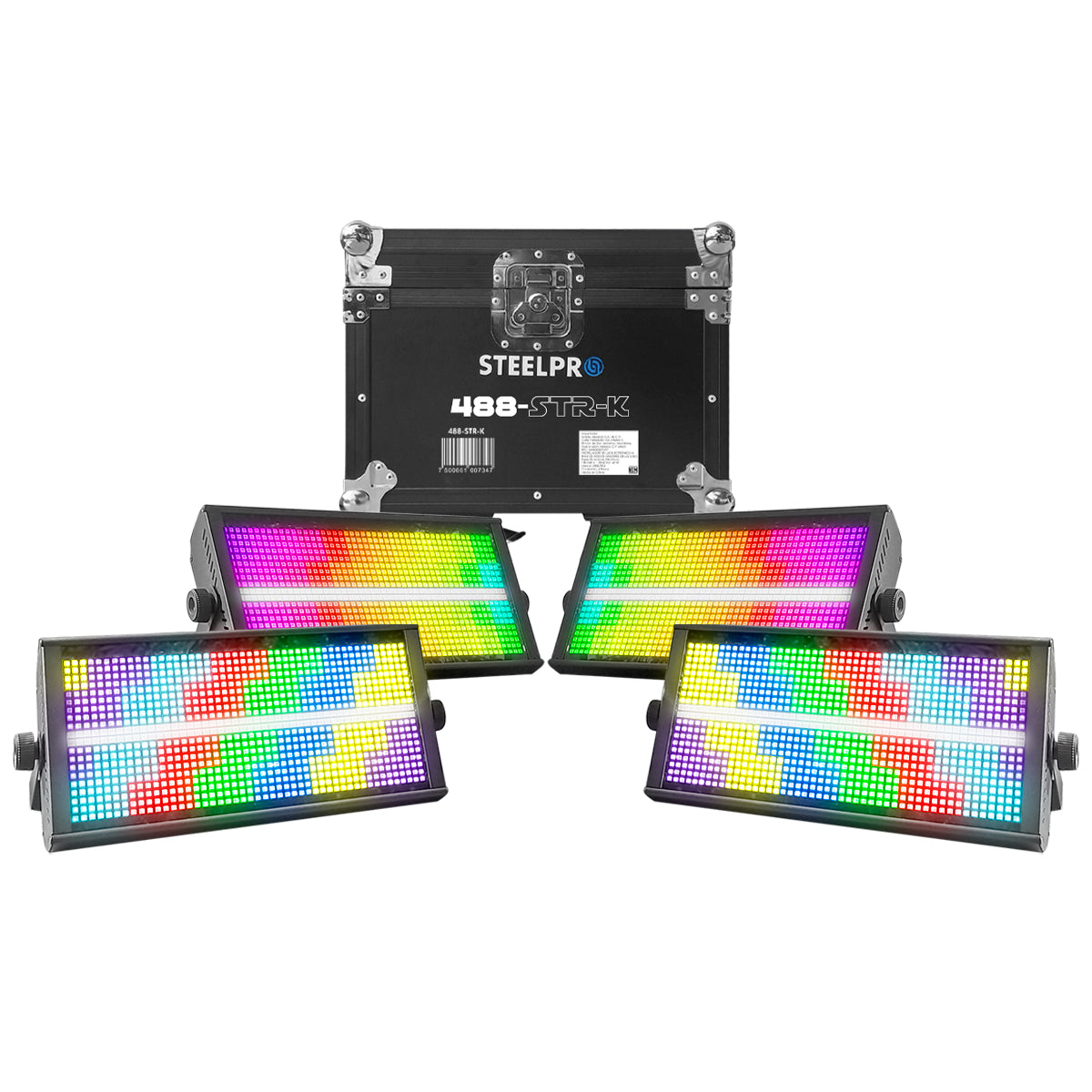 Case 4 Estrobos Steelpro 960 Leds RGBW+Estrobo 488-STR-K