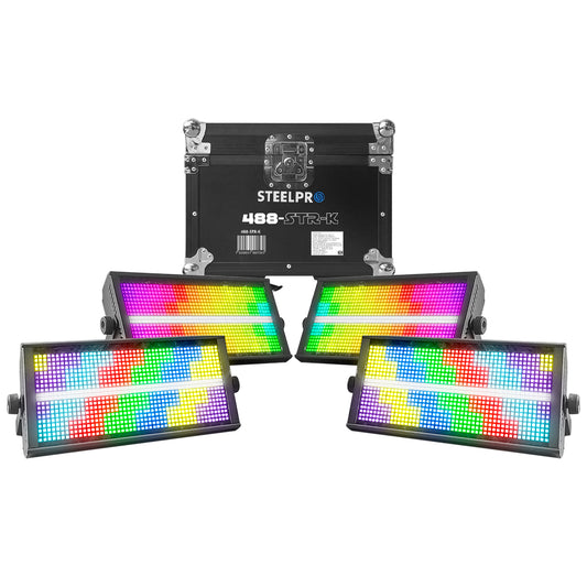 Case 4 Estrobos Steelpro 960 Leds RGBW+Estrobo 488-STR-K