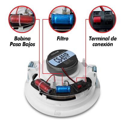 4 Bocinas Plafon Bluetooth Amplificada 6.5 PuLG By Steelpro