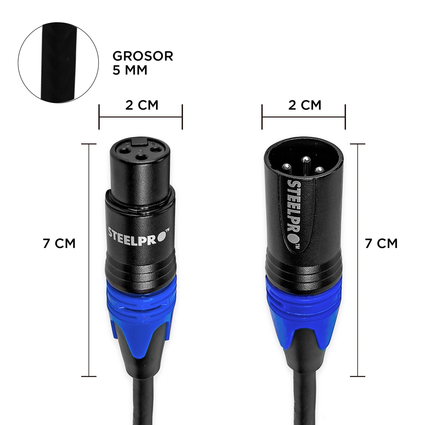Cable Xlr 10m Balanceado Profesional Macho - Hembra Steelpro