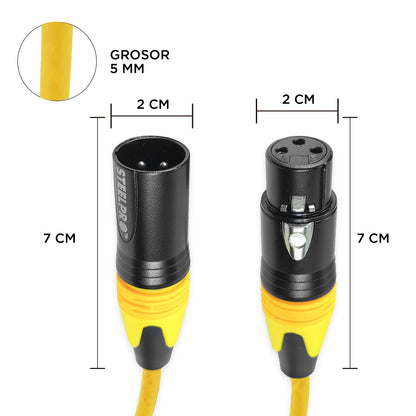 XLR-YLL-10M Cable Amarillo Xlr 10m Balanceado Profesional Macho - Hembra Steelpro