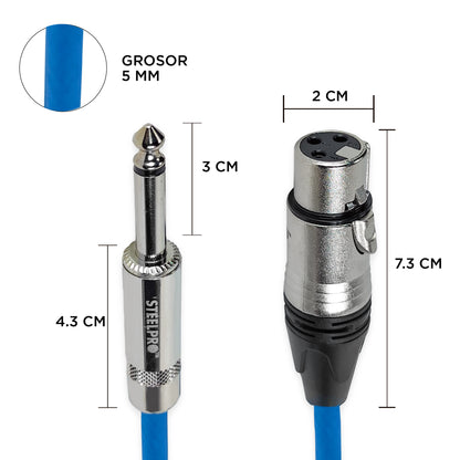 Cable Para Microfono Profesional 6m Hembra-plug 6.3 Steelpro