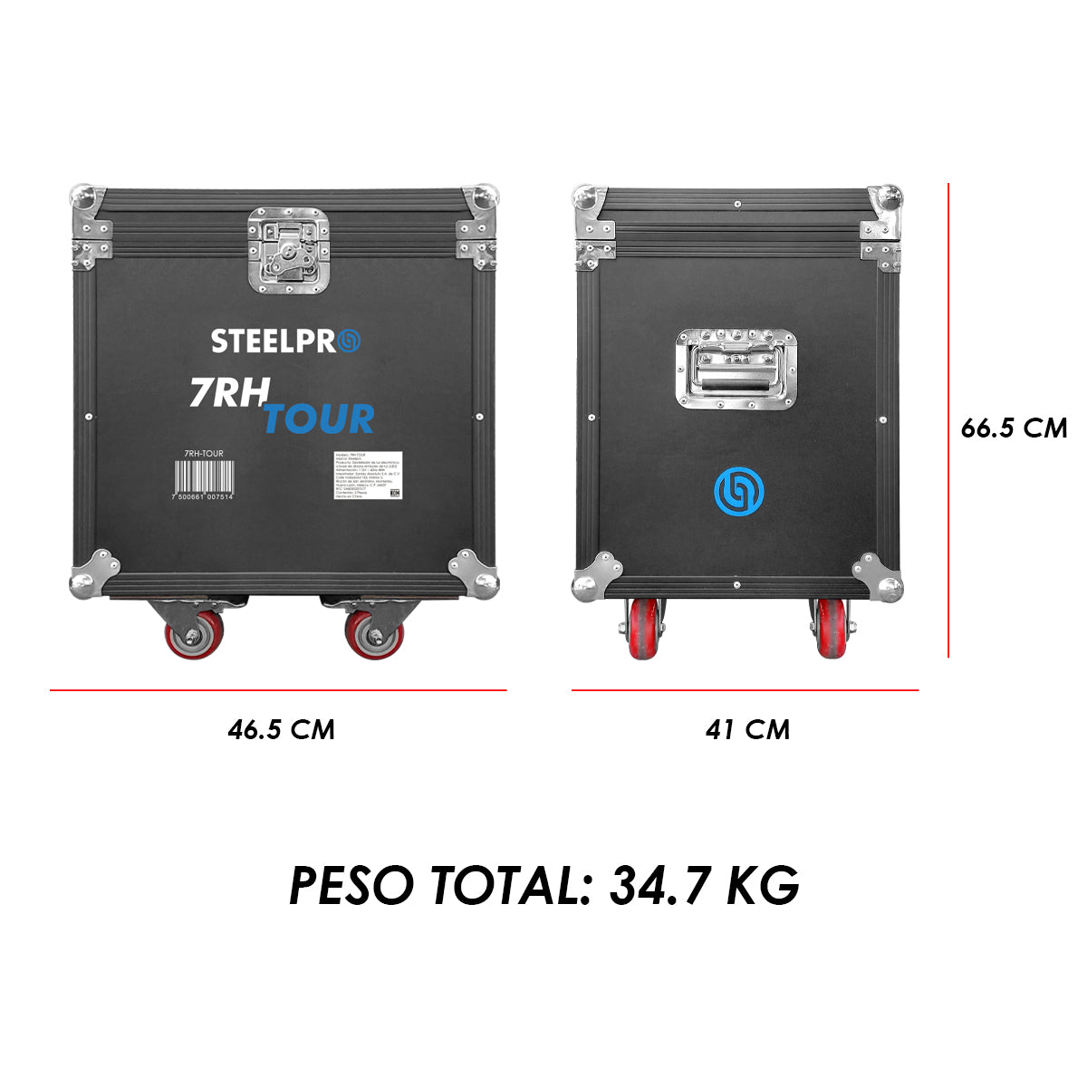 7RH-TOUR Set de 2 Cabezas Robóticas Beam 230w Aro SMD Con Case Steelpro