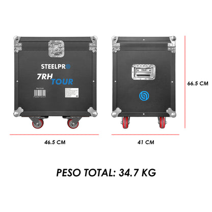 7RH-TOUR Set de 2 Cabezas Robóticas Beam 230w Aro SMD Con Case Steelpro