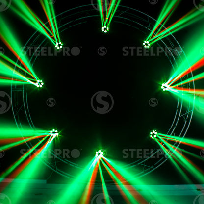 MEGABEAM-B Cabeza Móvil LED RGBW 4 en 1 con Láser Azul 6 LED 10W DMX 15 Canales Automático Audiorítmico Maestro Esclavo Beam Profesional para DJ Eventos Steelpro