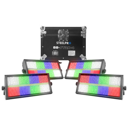 Case 4 Estrobo Profesional 960 Led Rgb+ Estrobo Dmx Steelpro