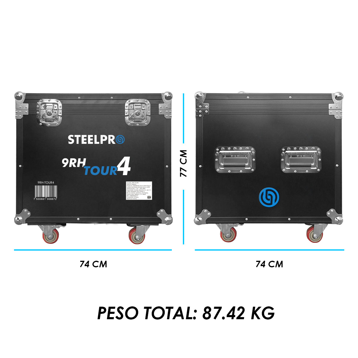 Case con 4 Cabezas Móviles Steelpro 9RH-TOUR4