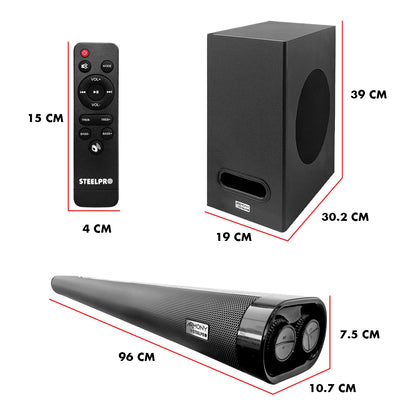 Sistema de Audio Barra de Sonido Home Theater Steelpro ARMONY A1.4-BAR Bluetooth 5.0 HDMI ARC con Subwoofer 200W + 180W