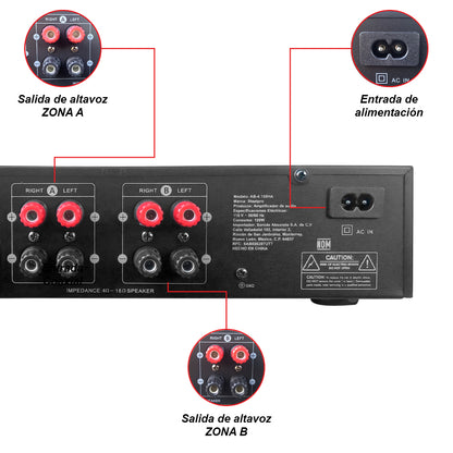 Amplificador Audio De Casa Negocio 4x150w Bluetooth Steelpro Color Negro Potencia de salida RMS 600 W
