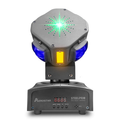Beam Móviles Rgbw/ Estrobo+laser Con Maleta Steelpro