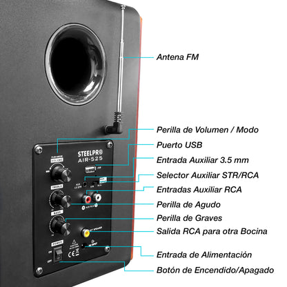 Monitor Estudio Multimedia 5.25 Pulgadas Bluetooth Steelpro