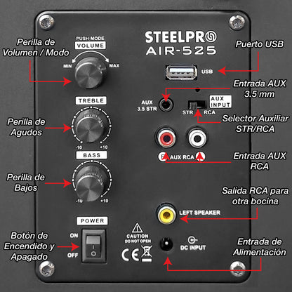 Monitor Estudio Multimedia 5.25 Pulgadas Bluetooth Steelpro