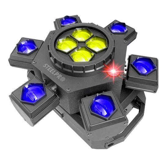 Cabeza Móvil Beam Giratorio Led Rgbw Con Laser Steelpro Modelo Airtrek 110v