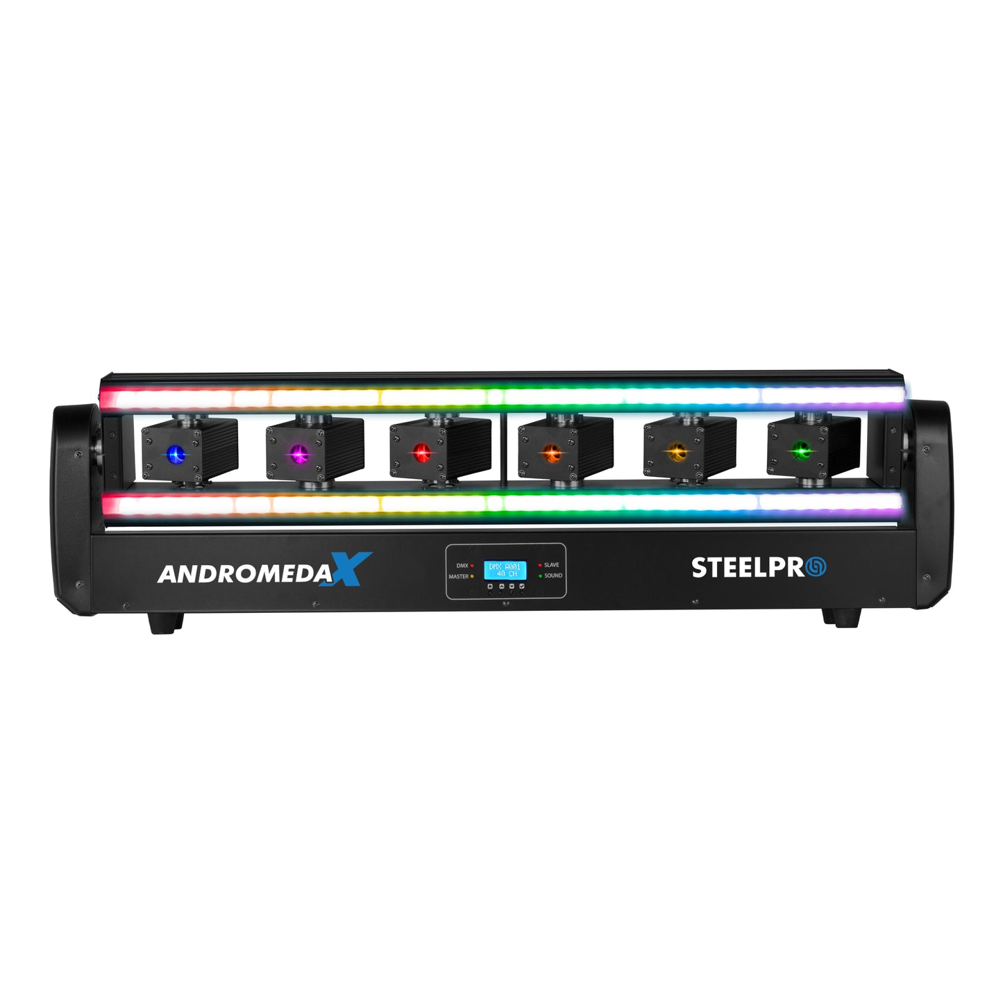 ANDRÓMEDA-X Barra Láser RGB 3 en 1 6×500mW con Tira SMD DMX Steelpro