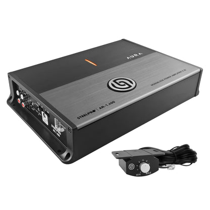 AR-1.400 Amplificador Car Audio Monoblock Hibrido Clase A/B 1200W Max 450W RMS A 2 Ohms 225W RMS A 4 Ohms Crossover LPF Hiper Bass 0-12dB Fase 0-180 Aura by Steelpro