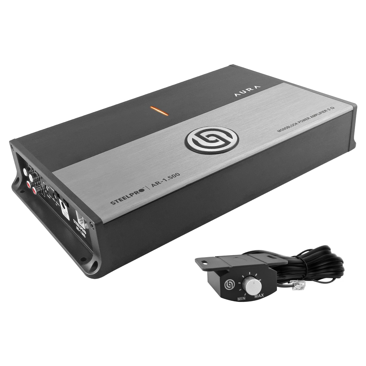 AR-1.500 Amplificador Car Audio Monoblock Hibrido Clase A/B 1600W Max 550W RMS A 2 Ohms 275W RMS A 4 Ohms Crossover LPF Hiper Bass 0-12dB Fase 0-180 Aura by Steelpro