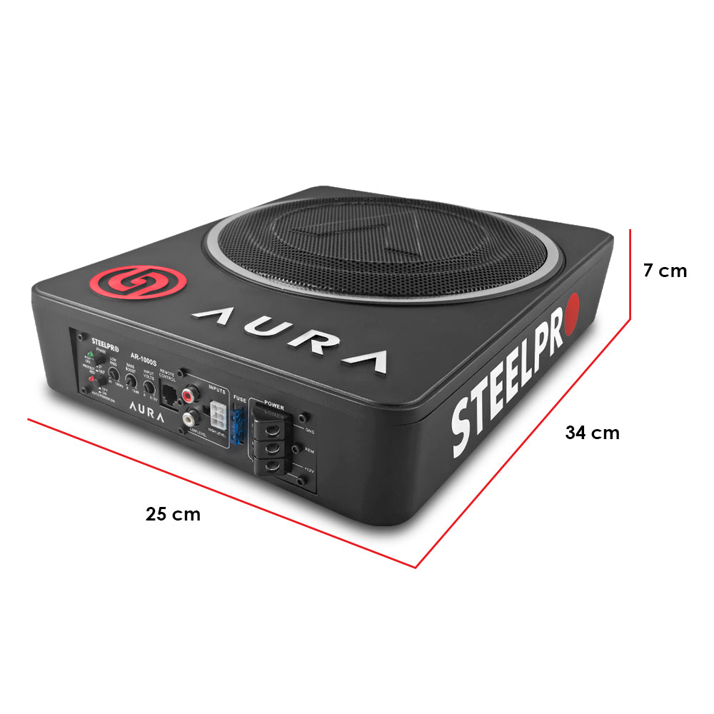 Subwoofer Amplificado 10” AURA AR-1000S 1000W Máx 400W RMS 2 Ohms Car Audio Bajo Potente