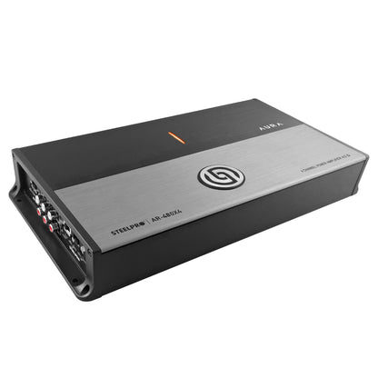 AR-480X4 Amplificador Car Audio 4 Canales Clase A/B Hibrido 1920W Max 4x200W RMS A 2 Ohms Puente 2x400W RMS Crossover HPF LPF Hiper Bass Estable A 2 Ohms Aura by Steelpro