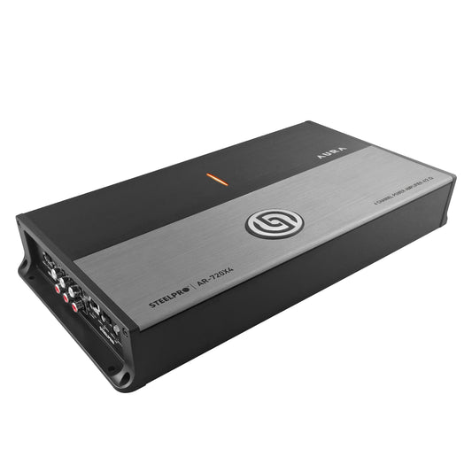 AR-720X4 Amplificador Car Audio Hibrido 4 Canales Clase A/B 2880W Max 4x300W RMS A 2 Ohms Puente 2x600W RMS Crossover HPF LPF Hiper Bass Estable A 2 Ohms Aura by Steelpro