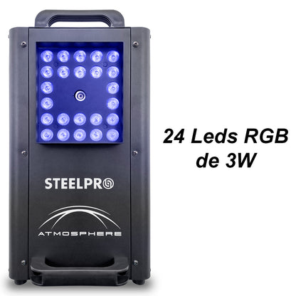 ATMOSPHERE Máquina De Humo 1500W Tiro Vertical Horizontal 24 LED RGB DMX512 Tanque 2L Control Inalámbrico Para DJ Eventos Steelpro