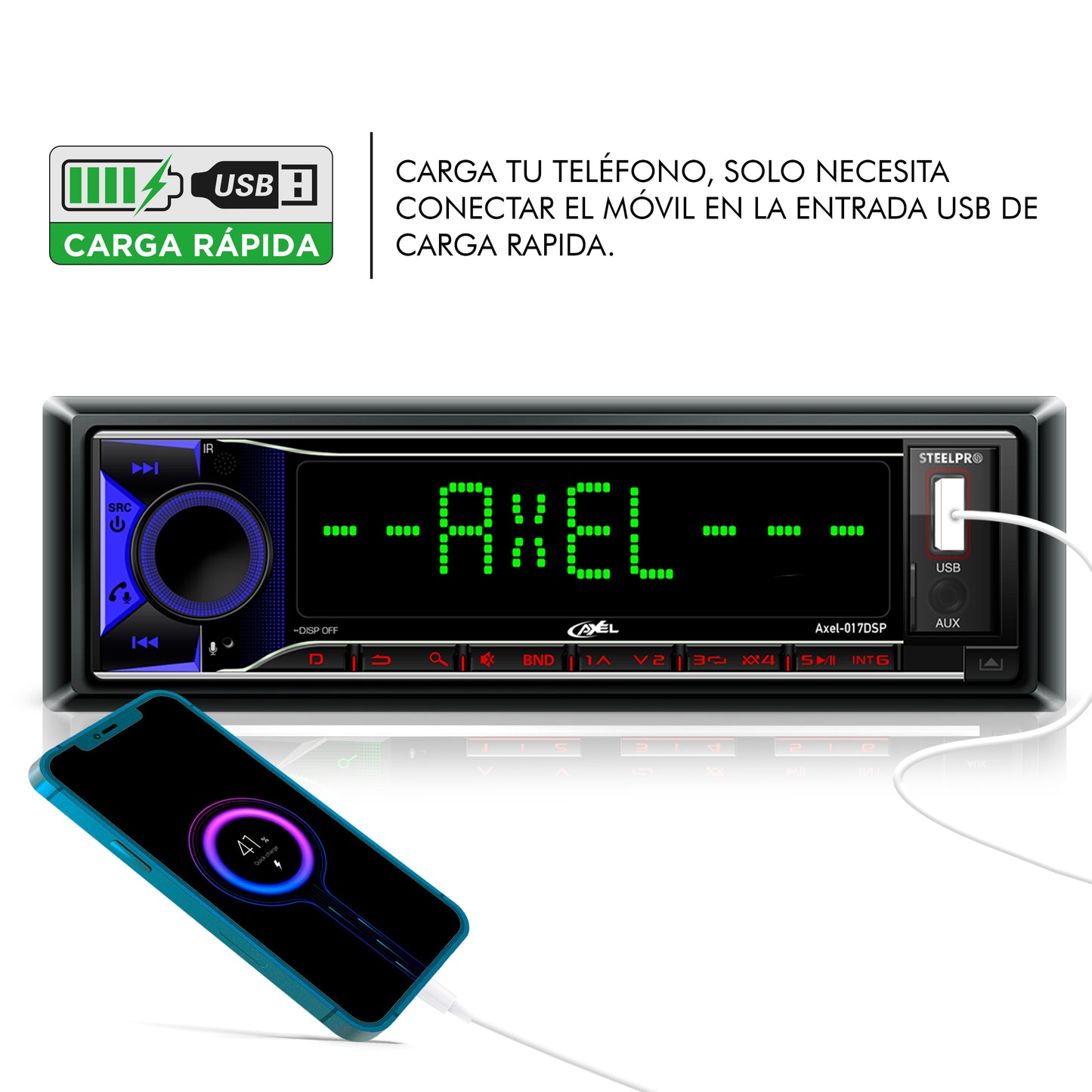 Autoestéreo 1 Din Dsp Bluetooth App 4x100w Axel By Steelpro