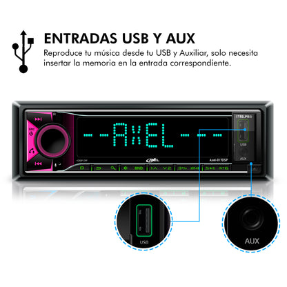 Autoestéreo 1 Din Dsp Bluetooth App 4x100w Axel By Steelpro