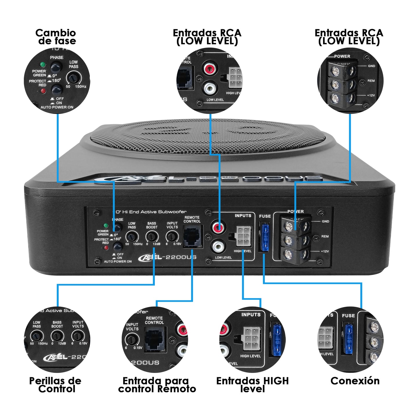 Doble Subwoofer Amplificado 10pulg Axel 2.0 By Steelpro Negro