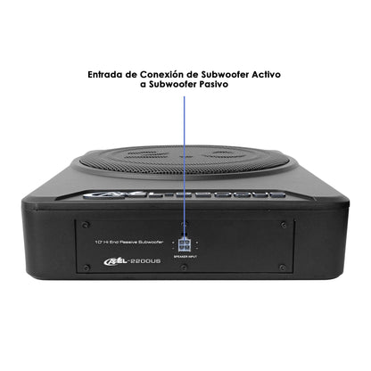Subwoofer Bajos Doble Amplificado 10 Pulg Activo + Pasivo Para Auto/Camioneta 700W RMS /1700W MAX , Control tablero , Crossover/ Bass Bost / Amplificador Mosfet Integrado / Bajo Profundo Axel Steelpro