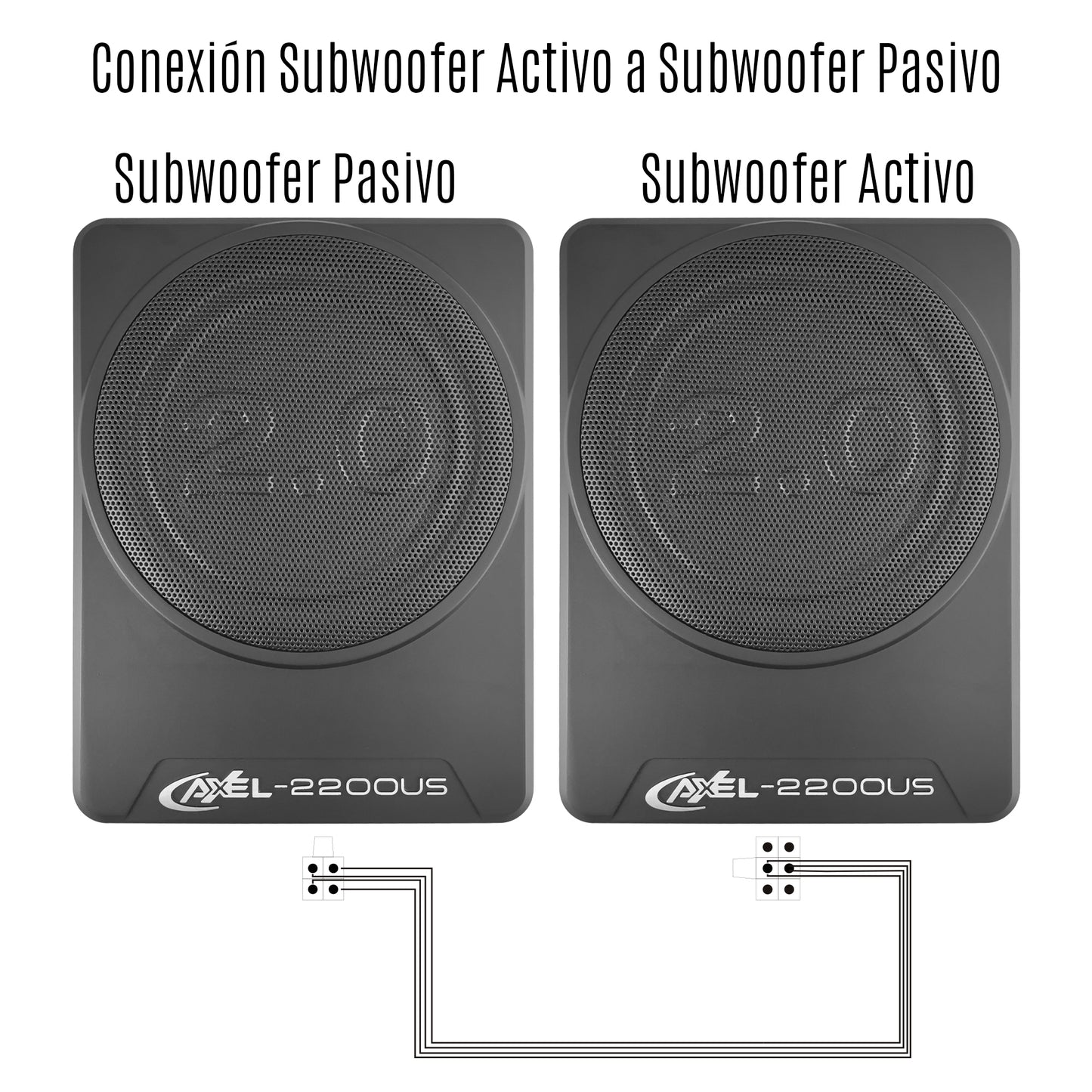 Subwoofer Bajos Doble Amplificado 10 Pulg Activo + Pasivo Para Auto/Camioneta 700W RMS /1700W MAX , Control tablero , Crossover/ Bass Bost / Amplificador Mosfet Integrado / Bajo Profundo Axel Steelpro