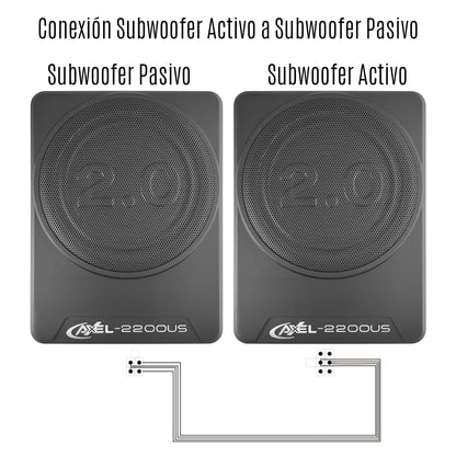 Subwoofer Bajos Doble Amplificado 10 Pulg Activo + Pasivo Para Auto/Camioneta 700W RMS /1700W MAX , Control tablero , Crossover/ Bass Bost / Amplificador Mosfet Integrado / Bajo Profundo Axel Steelpro