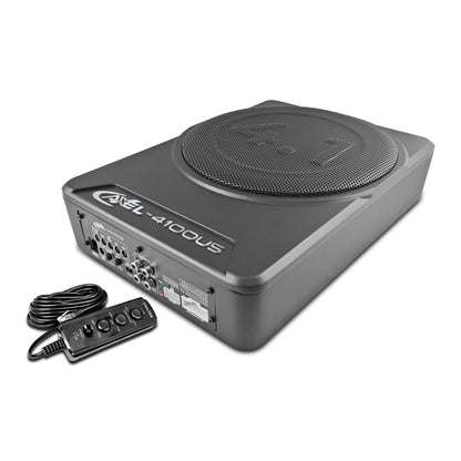 Subwoofer amplificado 10 Pulg 5 canales, 3 Tipos de Conexión, RCA, Hi-Low y Android Plug & Play Ready , Control Remoto 4 Funciones /Potencia MAX 4x300W + 1x800W /RMS 4x200W + 1x400w,Axel by STEELPRO