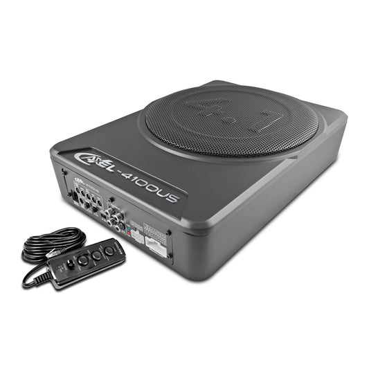 Subwoofer amplificado 10 Pulg 5 canales, 3 Tipos de Conexión, RCA, Hi-Low y Android Plug & Play Ready , Control Remoto 4 Funciones /Potencia MAX 4x300W + 1x800W /RMS 4x200W + 1x400w,Axel by STEELPRO