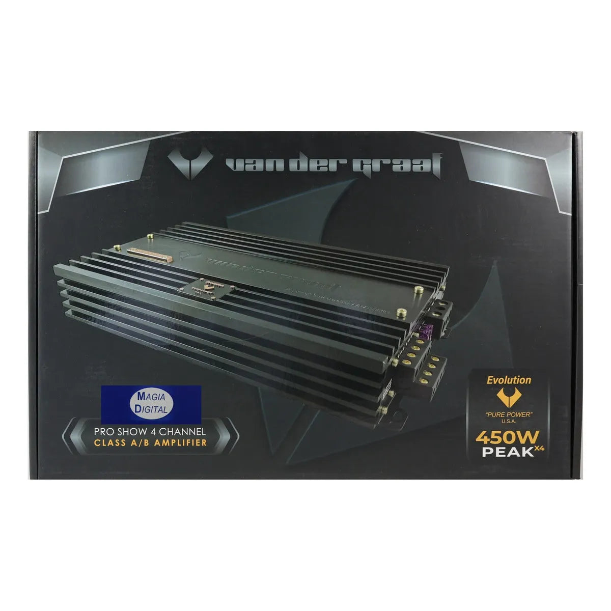 Amplificador 4ch Evolution Vander Graaf 450w Monoblock Open Color Negro