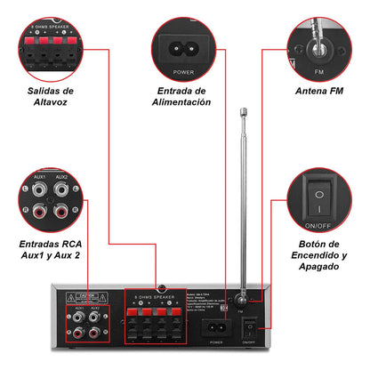 Amplificador Audio De Casa Negocio 4x75w Bluetooth Steelpro