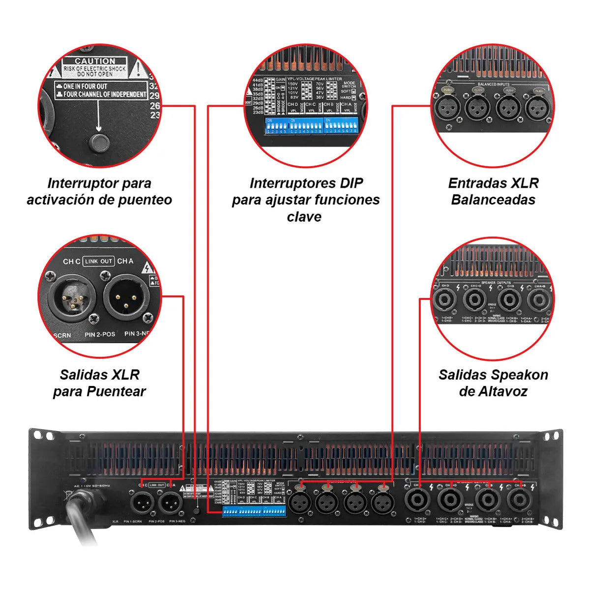 Amplificador Steelpro Audio Profesional Clase Td 4x2500w Rms