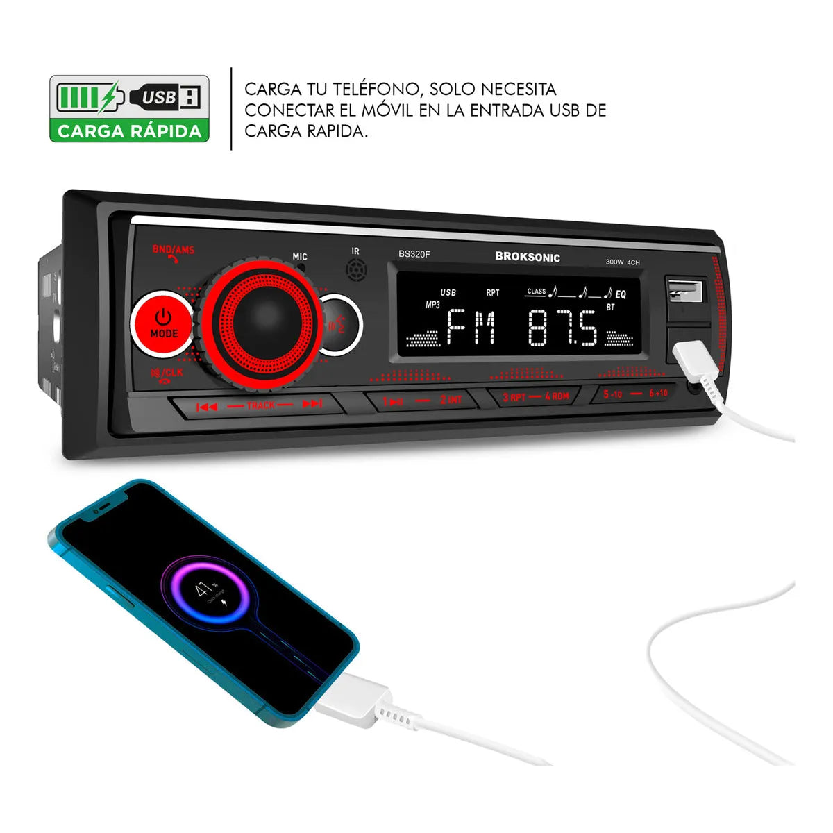 Autoestereo Bocinas 6.5 3 Vias Bluetooth Broksonic Bs-320f65