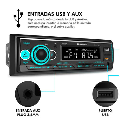 Autoestereo Bocinas 6.5 3 Vias Bluetooth Broksonic Bs-320f65