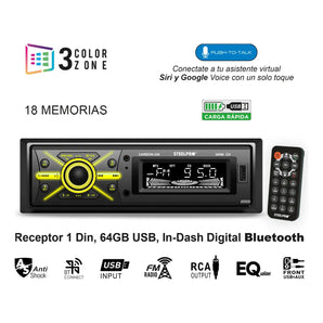 Autoestereo Caratula Desmontable Steelpro Bluetooth Usb Aux