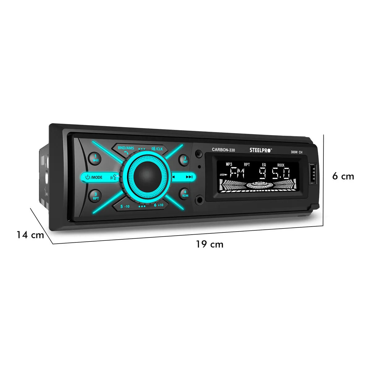 Autoestereo Caratula Desmontable Steelpro Bluetooth Usb Aux