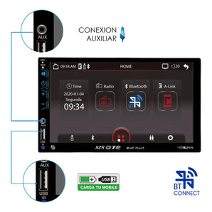 Autoestéreo Pantalla Led Touchscreen 7  Bluetooth Steelpro Auto Smart Connect Con Camara De Reversa Conexion Al Volante Xrz-072