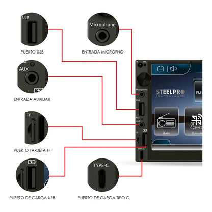 Autoestereo Pantalla Tactil 7 Mirror Link Bluetooth Steelpro