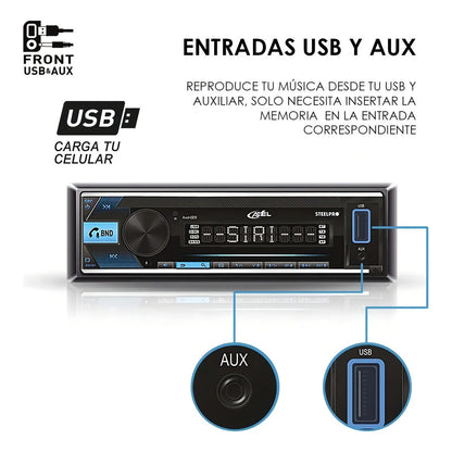 Autoestéreo Para Auto Steelpro Axel-009 Con Usb Y Bluetooth
