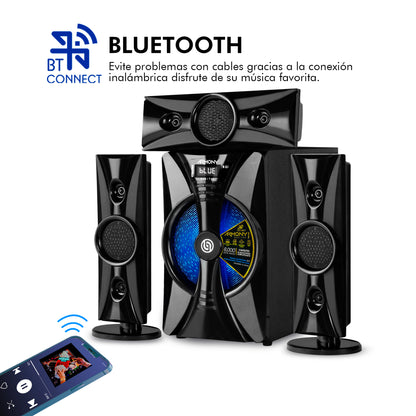Steelpro Minicomponente Home Theater 8,000 W - Armony - b3.1 Color Negro Potencia RMS 475 W /USB / TF Card / BLUETOOTH Integrado / FM Tuning -Entrada Auxiliar / Iluminación Multicolor