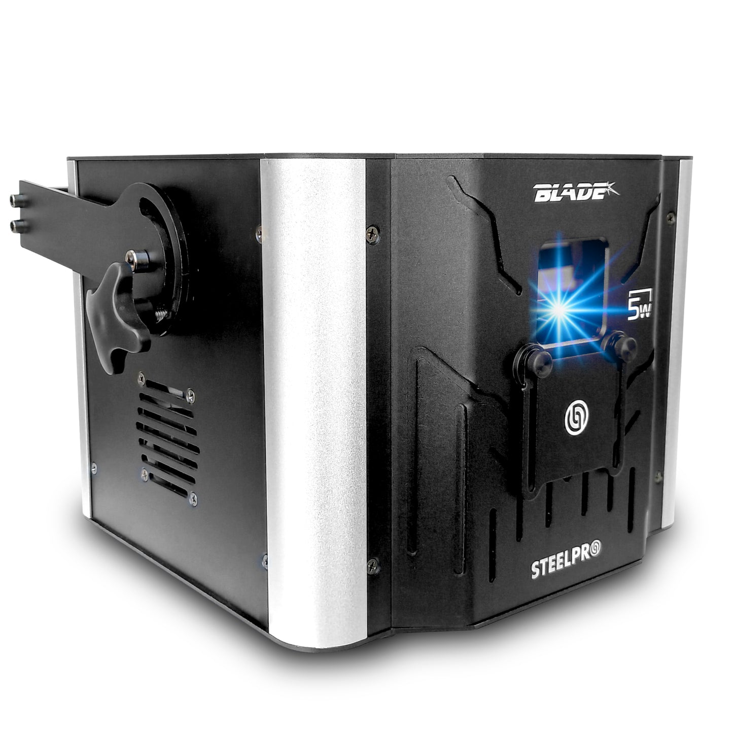 Láser Profesional BLADE-5W Steelpro RGB 5000mW: Efectos 2D, Animación y Dibujo, 10/18 Canales DMX, Control Audiorítmico y Maestro/Esclavo, 5W de Potencia Real para Eventos y Escenarios de Alto Impacto