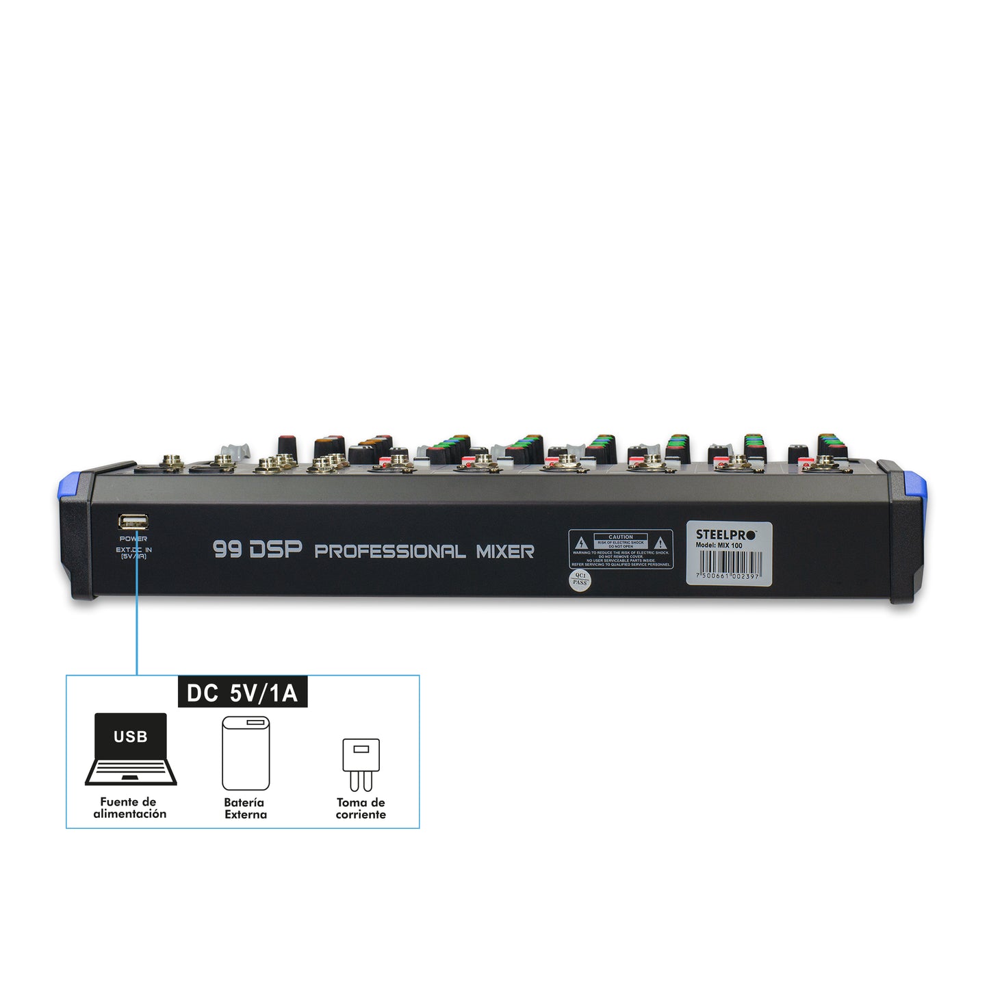 MIX 100 Mezcladora Profesional 10 Canales 99 Efectos Bluetooth Usb Steelpro