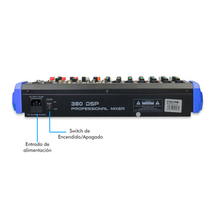Mezcladora Profesional 8 Canales Bluetooth Eqz Steelpro