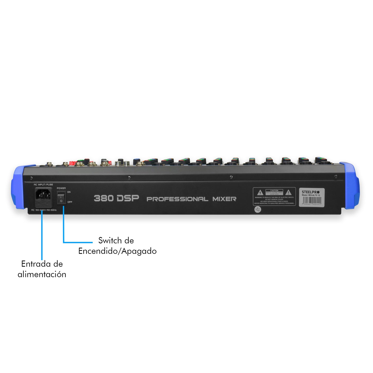MIX-ALTO 12 Mezcladora Profesional 12 Canales 380 Efectos Bluetooth Usb Steelpro