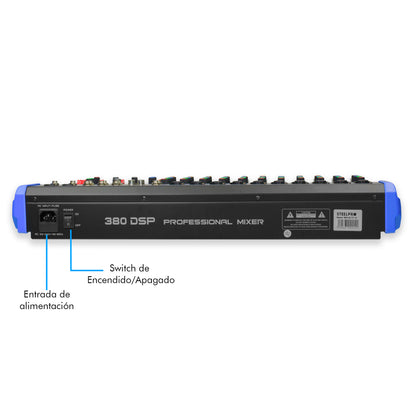 MIX-ALTO 12 Mezcladora Profesional 12 Canales 380 Efectos Bluetooth Usb Steelpro