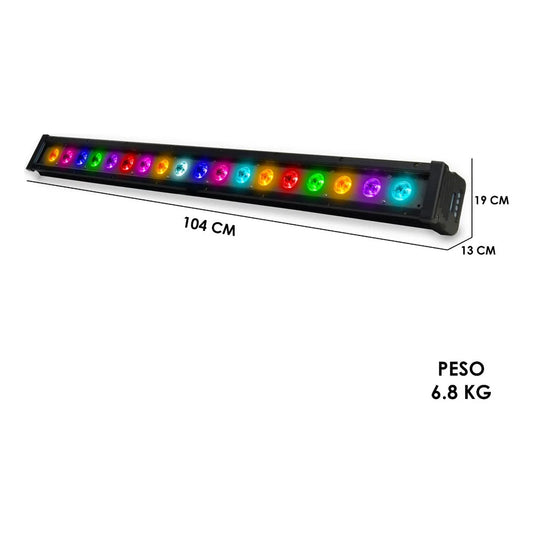 Barra Led Contra Intemperie 4en1 Rgbw Exterior Ip65 Steelpro