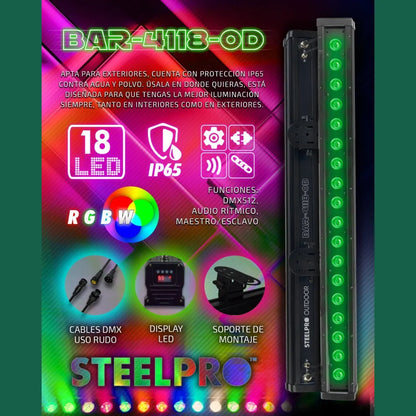 Barra Led Contra Intemperie 4en1 Rgbw Exterior Ip65 Steelpro